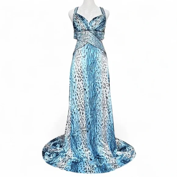 blue dress for baby girl Ashley Lauren 11674 Prom Dress Light Blue 12 / Neon Pink main image 1